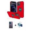 MARSİLYAN™- iPhone 12 Pro Max Kılıf Odak Form Prime - Siyah 3D Antistatik Seramik Nano Ekran Koruyucu + Neon Fosforlu Kamera Lens - MI