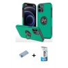 MARSİLYAN™- iPhone 12 Pro Max Kılıf Odak Form Prime - Siyah 5D Eko Cam Ekran Koruyucu + Shine Kamera Lens Koruma Cam - MI