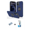 MARSİLYAN™- iPhone 12 Pro Max Kılıf Odak Form Prime - Siyah 5D Eko Cam Ekran Koruyucu + Shine Kamera Lens Koruma Cam - MI