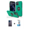 MARSİLYAN™- iPhone 12 Pro Max Kılıf Odak Form Prime - Siyah 5D Eko Cam Ekran Koruyucu + Neon Fosforlu Kamera Lens - MI