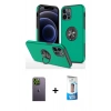MARSİLYAN™- iPhone 12 Pro Max Kılıf Odak Form Prime - Siyah 5D Eko Cam Ekran Koruyucu + Neon Fosforlu Kamera Lens - YL