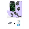 MARSİLYAN™- iPhone 12 Pro Max Kılıf Odak Form Prime - Siyah 5D Eko Cam Ekran Koruyucu + Renkli Kamera Lens Koruma Cam - SI