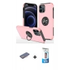 MARSİLYAN™- iPhone 12 Pro Max Kılıf Odak Form Prime - Siyah 5D Eko Cam Ekran Koruyucu + Renkli Kamera Lens Koruma Cam - PE