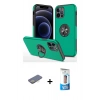 MARSİLYAN™- iPhone 12 Pro Max Kılıf Odak Form Prime - Siyah 5D Eko Cam Ekran Koruyucu + Renkli Kamera Lens Koruma Cam - SI