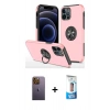 MARSİLYAN™- iPhone 12 Pro Max Kılıf Odak Form Prime - Siyah 5D Eko Cam Ekran Koruyucu + Sarı Neon Fosforlu Kamera Lens