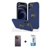 MARSİLYAN™- iPhone 12 Pro Max Kılıf Odak Form Prime - Siyah 5D Eko Cam Ekran Koruyucu + Sarı Neon Fosforlu Kamera Lens