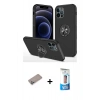 MARSİLYAN™- iPhone 12 Pro Max Kılıf Odak Form Prime - Siyah 5D Eko Cam Ekran Koruyucu + Shine Kamera Lens Koruma Cam - SABE