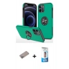 MARSİLYAN™- iPhone 12 Pro Max Kılıf Odak Form Prime - Siyah 5D Eko Cam Ekran Koruyucu + Shine Kamera Lens Koruma Cam - SABE