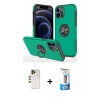 MARSİLYAN™- iPhone 12 Pro Max Kılıf Odak Form Prime - Siyah 5D Eko Cam Ekran Koruyucu + Shine Kamera Lens - GD