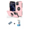 MARSİLYAN™- iPhone 12 Pro Max Kılıf Odak Form Prime - Siyah 5D Eko Cam Ekran Koruyucu + Shine Kamera Lens Koruma Cam - GS