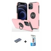 MARSİLYAN™- iPhone 12 Pro Max Kılıf Odak Form Prime - Siyah 5D Eko Cam Ekran Koruyucu + Yeşil Renkli Kamera Lens Koruma Cam