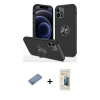 MARSİLYAN™- iPhone 12 Pro Max Kılıf Odak Form Prime - Siyah 6D Mat Seramik Hayalet Nano Ekran Koruyucu + Shine Kamera Lens Koruma Cam - GS