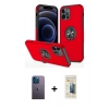 MARSİLYAN™- iPhone 12 Pro Max Kılıf Odak Form Prime - Siyah 6D Mat Seramik Hayalet Nano Ekran Koruyucu + Neon Fosforlu Kamera Lens - MI