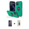 MARSİLYAN™- iPhone 12 Pro Max Kılıf Odak Form Prime - Siyah 6D Mat Seramik Hayalet Nano Ekran Koruyucu + Neon Fosforlu Kamera Lens - MI