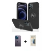 MARSİLYAN™- iPhone 12 Pro Max Kılıf Odak Form Prime - Siyah 6D Mat Seramik Hayalet Nano Ekran Koruyucu + Neon Fosforlu Kamera Lens - MI
