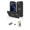 MARSİLYAN™- iPhone 12 Pro Max Kılıf Odak Form Prime - Siyah 6D Mat Seramik Hayalet Nano Ekran Koruyucu + Renkli Kamera Lens Koruma Cam - TU