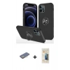 MARSİLYAN™- iPhone 12 Pro Max Kılıf Odak Form Prime - Siyah 6D Mat Seramik Hayalet Nano Ekran Koruyucu + Renkli Kamera Lens Koruma Cam - SI