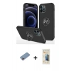 MARSİLYAN™- iPhone 12 Pro Max Kılıf Odak Form Prime - Siyah 6D Mat Seramik Hayalet Nano Ekran Koruyucu + Shine Kamera Lens Koruma Cam - PE