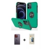 MARSİLYAN™- iPhone 12 Pro Max Kılıf Odak Form Prime - Siyah 6D Mat Seramik Hayalet Nano Ekran Koruyucu + Neon Fosforlu Kamera Lens - TU