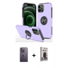 MARSİLYAN™- iPhone 12 Pro Max Kılıf Odak Form Prime - Siyah Bilvis Hayalet Cam Ekran Koruyucu + Neon Fosforlu Kamera Lens - BZ