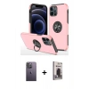 MARSİLYAN™- iPhone 12 Pro Max Kılıf Odak Form Prime - Siyah Bilvis Hayalet Cam Ekran Koruyucu + Neon Fosforlu Kamera Lens - BZ