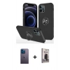 MARSİLYAN™- iPhone 12 Pro Max Kılıf Odak Form Prime - Siyah Bilvis Hayalet Cam Ekran Koruyucu + Neon Fosforlu Kamera Lens - MI