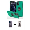 MARSİLYAN™- iPhone 12 Pro Max Kılıf Odak Form Prime - Siyah Bilvis Hayalet Cam Ekran Koruyucu + Neon Fosforlu Kamera Lens - MI