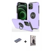 MARSİLYAN™- iPhone 12 Pro Max Kılıf Odak Form Prime - Siyah Bilvis Hayalet Cam Ekran Koruyucu + Renkli Kamera Lens Koruma Cam - MI