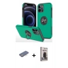 MARSİLYAN™- iPhone 12 Pro Max Kılıf Odak Form Prime - Siyah Bilvis Hayalet Cam Ekran Koruyucu + Renkli Kamera Lens Koruma Cam - MI
