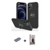MARSİLYAN™- iPhone 12 Pro Max Kılıf Odak Form Prime - Siyah Bilvis Hayalet Cam Ekran Koruyucu + Renkli Kamera Lens Koruma Cam - TU