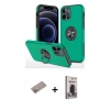 MARSİLYAN™- iPhone 12 Pro Max Kılıf Odak Form Prime - Siyah Bilvis Hayalet Cam Ekran Koruyucu + Shine Kamera Lens Koruma Cam - SABE