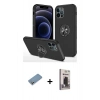 MARSİLYAN™- iPhone 12 Pro Max Kılıf Odak Form Prime - Siyah Bilvis Hayalet Cam Ekran Koruyucu + Shine Kamera Lens Koruma Cam - GS