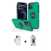 MARSİLYAN™- iPhone 12 Pro Max Kılıf Odak Form Prime - Siyah Bilvis Hayalet Cam Ekran Koruyucu + Shine Kamera Lens - LT