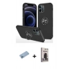 MARSİLYAN™- iPhone 12 Pro Max Kılıf Odak Form Prime - Siyah Bilvis Hayalet Cam Ekran Koruyucu + Shine Kamera Lens Koruma Cam - MI