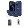 MARSİLYAN™- iPhone 12 Pro Max Kılıf Odak Form Prime - Siyah Bilvis Hayalet Cam Ekran Koruyucu + Turuncu Neon Fosforlu Kamera Lens