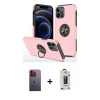 MARSİLYAN™- iPhone 12 Pro Max Kılıf Odak Form Prime - Siyah Bilvis Hayalet Cam Ekran Koruyucu + Turuncu Neon Fosforlu Kamera Lens