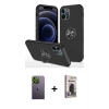 MARSİLYAN™- iPhone 12 Pro Max Kılıf Odak Form Prime - Siyah Bilvis Hayalet Cam Ekran Koruyucu + Neon Fosforlu Kamera Lens - YL