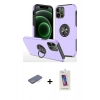 MARSİLYAN™- iPhone 12 Pro Max Kılıf Odak Form Prime - Siyah Joko 5D Cam + Mavi Renkli Kamera Lens Koruma Cam