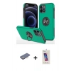 MARSİLYAN™- iPhone 12 Pro Max Kılıf Odak Form Prime - Siyah Joko 5D Cam + Mavi Renkli Kamera Lens Koruma Cam