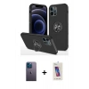 MARSİLYAN™- iPhone 12 Pro Max Kılıf Odak Form Prime - Siyah Joko 5D Cam + Neon Fosforlu Kamera Lens - MI