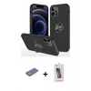 MARSİLYAN™- iPhone 12 Pro Max Kılıf Odak Form Prime - Siyah Joko 5D Cam + Sarı Renkli Kamera Lens Koruma Cam