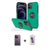 MARSİLYAN™- iPhone 12 Pro Max Kılıf Odak Form Prime - Siyah Joko 5D Cam + Turuncu Neon Fosforlu Kamera Lens