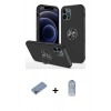 MARSİLYAN™- iPhone 12 Pro Max Kılıf Odak Form Prime - Siyah Joko Magic 5D Cam + Pembe Shine Kamera Lens Koruma Cam