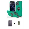 MARSİLYAN™- iPhone 12 Pro Max Kılıf Odak Form Prime - Siyah Joko Magic 5D Hayalet Cam + Beyaz Neon Fosforlu Kamera Lens