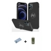 MARSİLYAN™- iPhone 12 Pro Max Kılıf Odak Form Prime - Siyah Joko Magic 5D Hayalet Cam + Mavi Shine Kamera Lens Koruma Cam