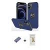 MARSİLYAN™- iPhone 12 Pro Max Kılıf Odak Form Prime - Siyah Mat Seramik Nano Ekran Koruyucu + Metal Kamera Lens Koruma Cam - GD