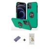 MARSİLYAN™- iPhone 12 Pro Max Kılıf Odak Form Prime - Siyah Mat Seramik Nano Ekran Koruyucu + Metal Kamera Lens Koruma Cam - GD