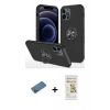 MARSİLYAN™- iPhone 12 Pro Max Kılıf Odak Form Prime - Siyah Mat Seramik Nano Ekran Koruyucu + Shine Kamera Lens Koruma Cam - GD