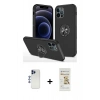MARSİLYAN™- iPhone 12 Pro Max Kılıf Odak Form Prime - Siyah Mat Seramik Nano Ekran Koruyucu + Shine Kamera Lens - LT