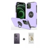 MARSİLYAN™- iPhone 12 Pro Max Kılıf Odak Form Prime - Siyah Mat Seramik Nano Ekran Koruyucu + Neon Fosforlu Kamera Lens - BZ